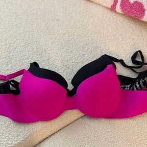 Juicy Couture Vibrant Pink and Black Bra